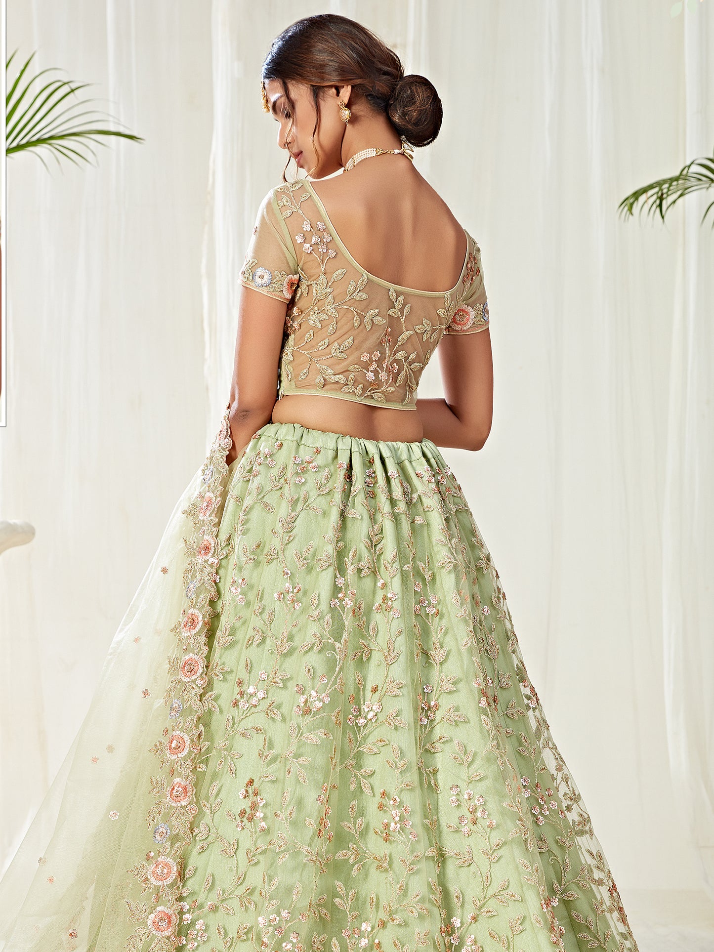 Premium Green Soft Net Party Wear Lehenga with Heavy Sequence & Stone Work