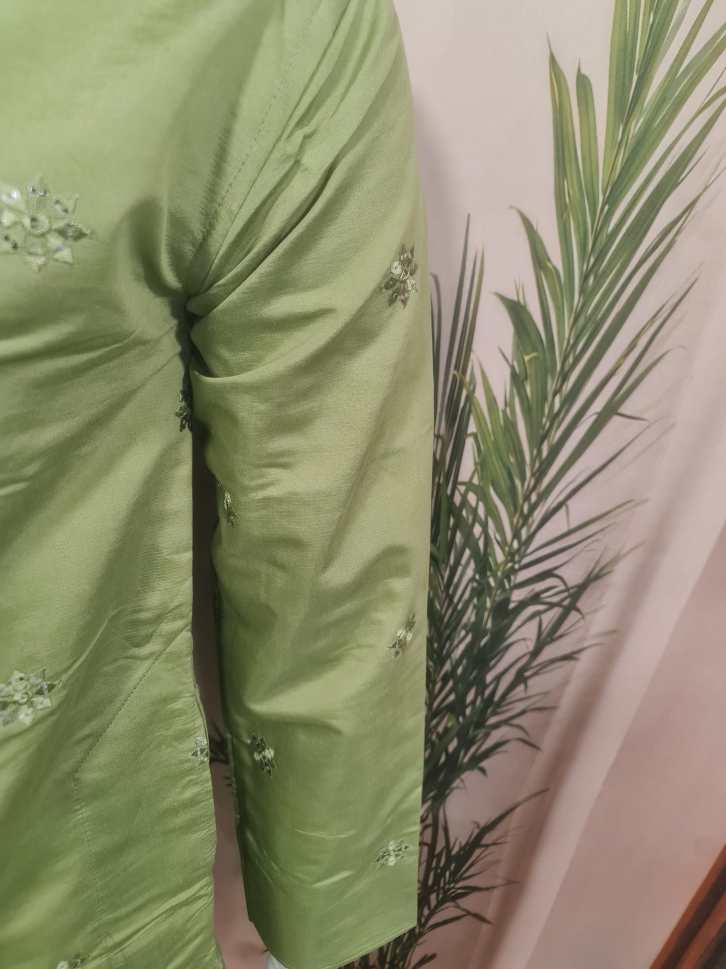 Premium Olive Green Men's Kurta with Subtle Motif Embroidery | Kavlee Tradition Wear