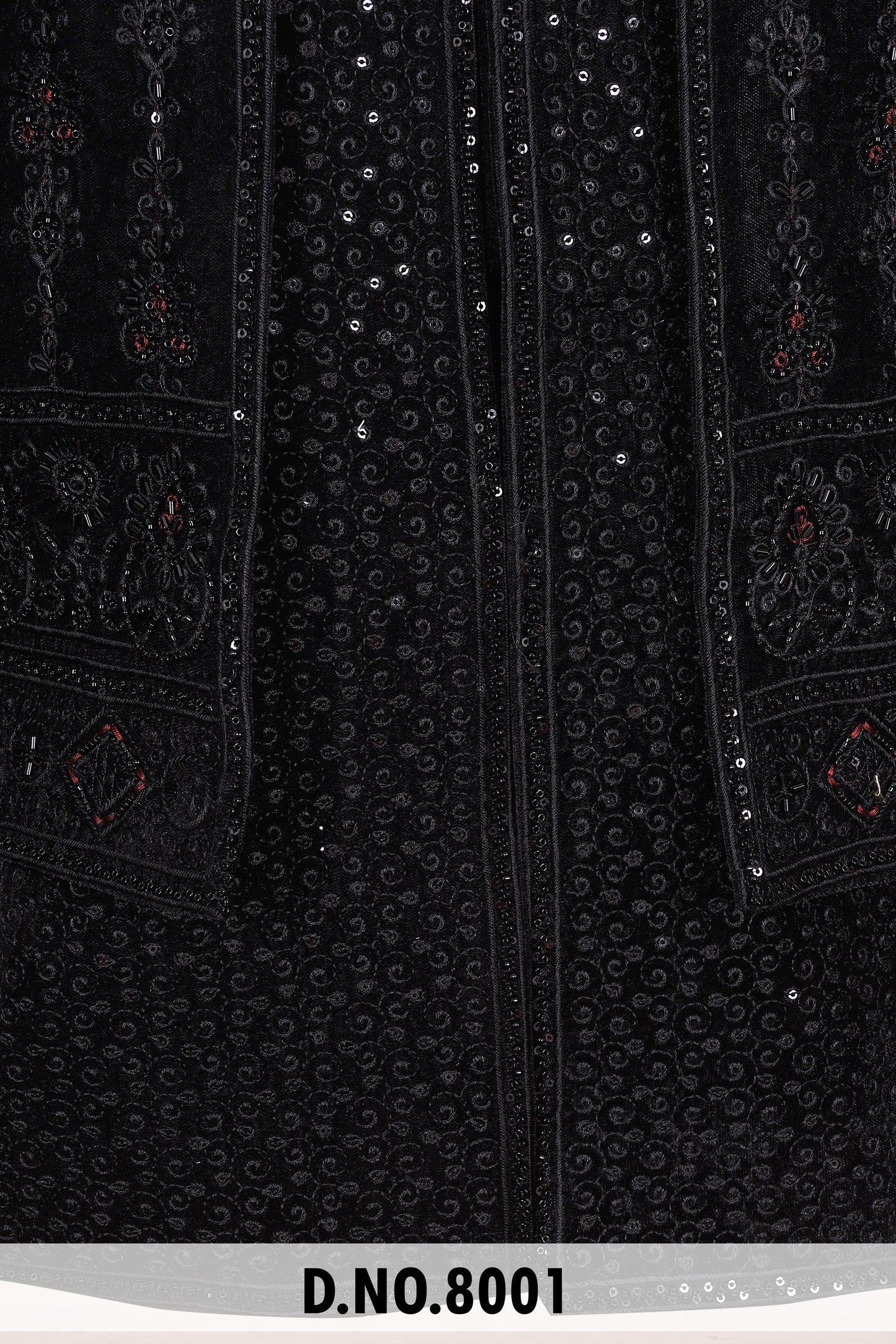 Men Black Velvet Indo Sherwani – Unstitched Premium Wedding Wear
