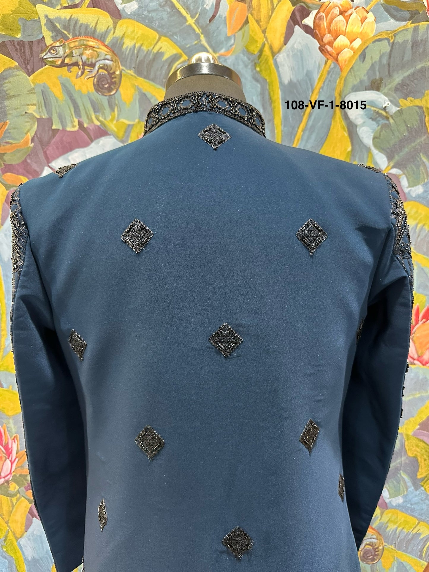 Premium men’s indo sherwani made from high quality TR Lachko fabric in elegant Rama color.