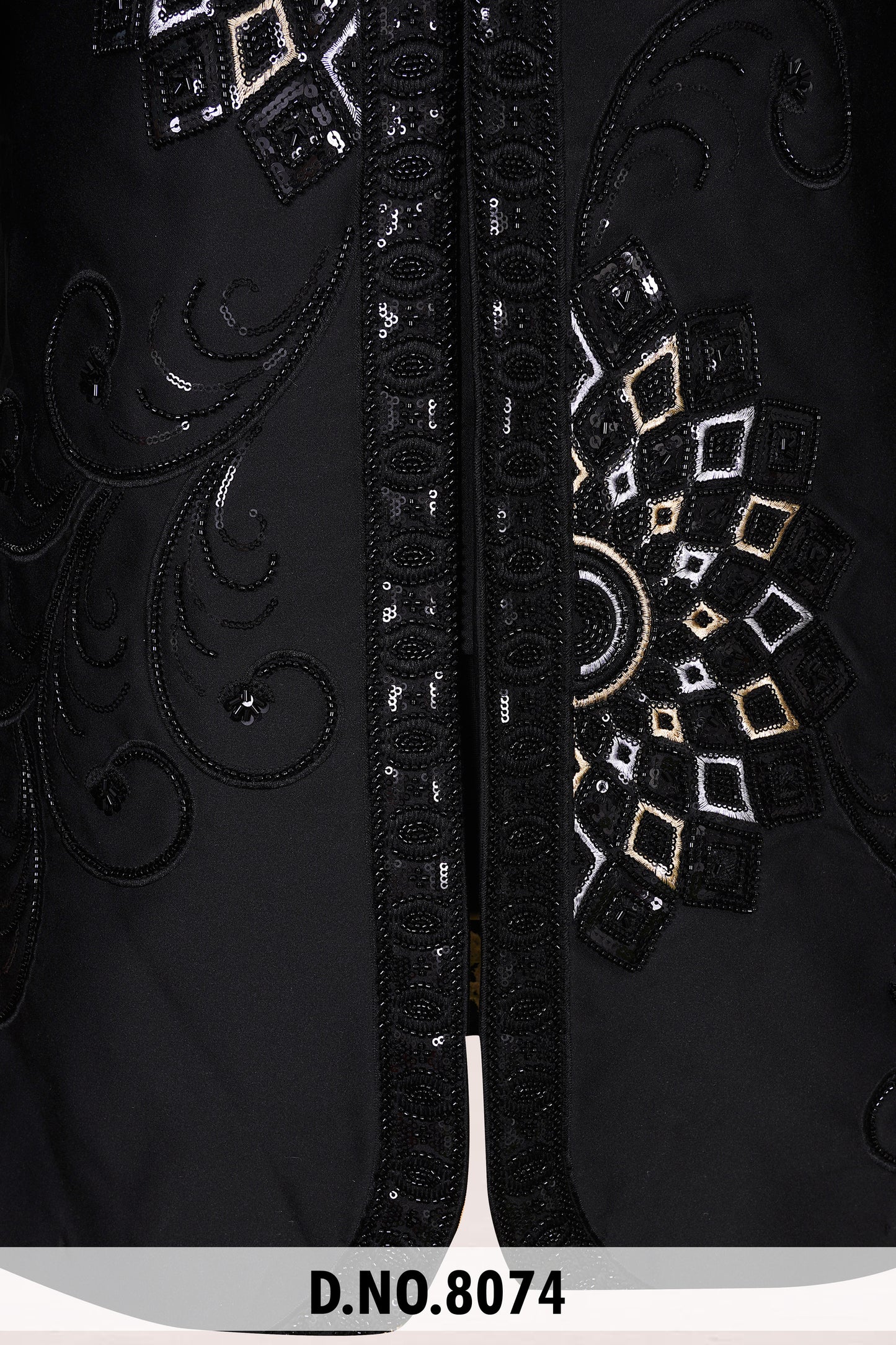 Premium Black Geometric Embroidered Suit | Crepe Fabric | Free Pants | Kavlee