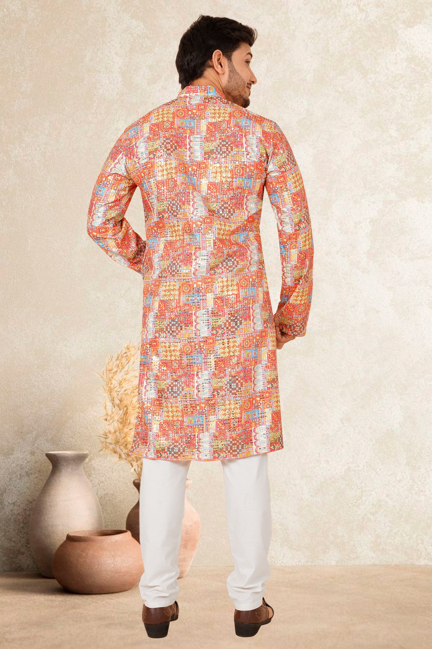 RUDRA PRINTED WITH EMBROIDERY MEN'S KURTA SET