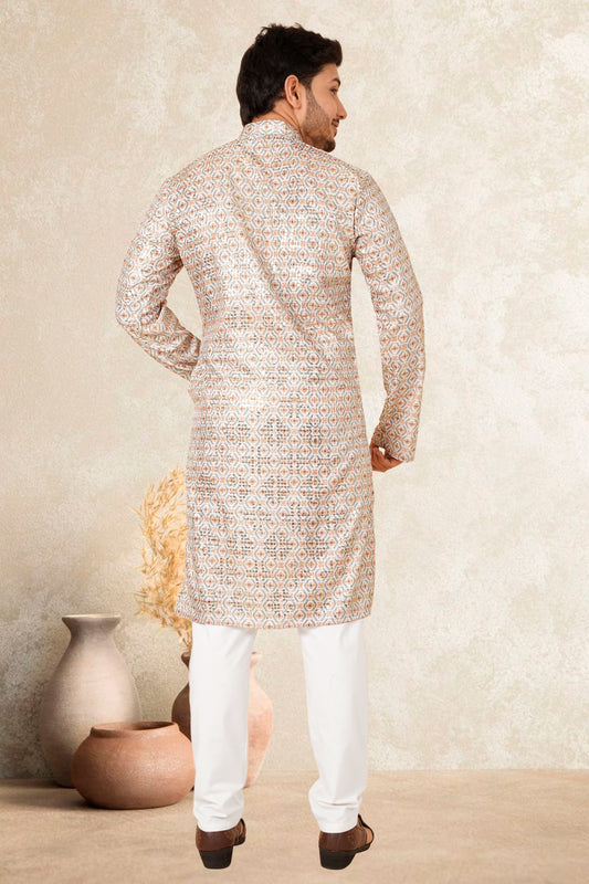 MANAV PRINTED WITH EMBROIDERY MEN'S KURTA SET