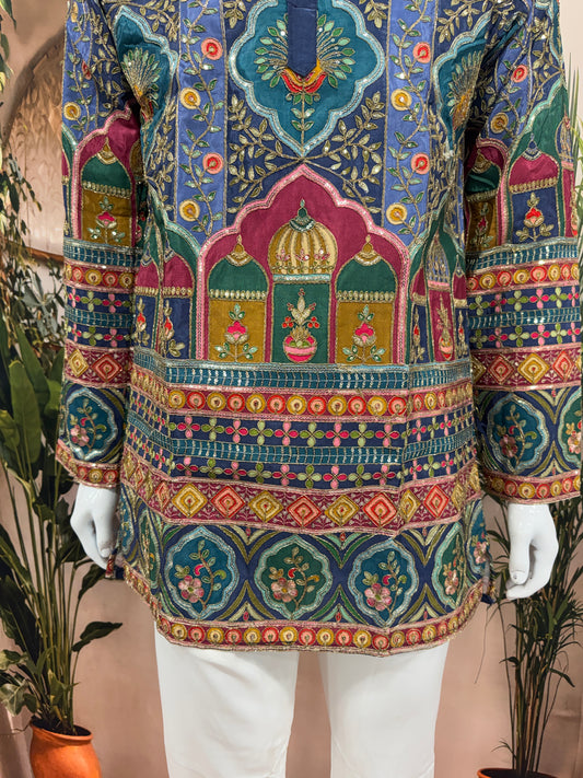 Vibrant Multi-Color Heritage Arch Men's Kurta