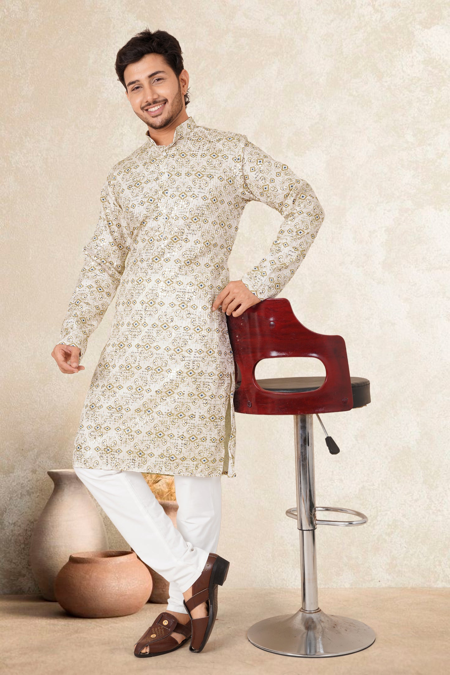NIMBOOZ COLOUR PRINTED KURTA FOR MEN