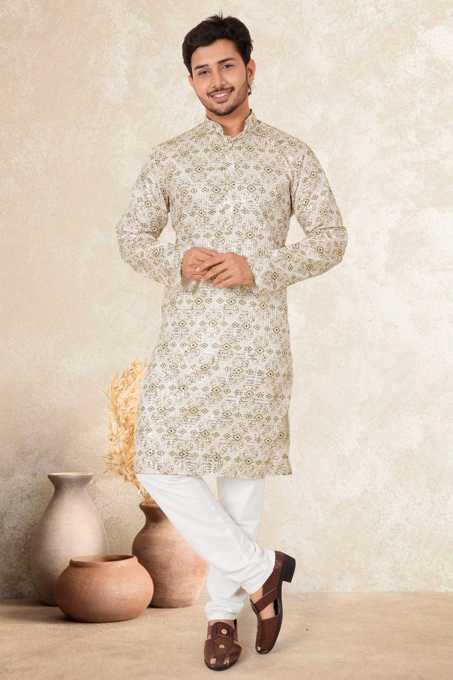 NIMBOOZ COLOUR PRINTED KURTA FOR MEN