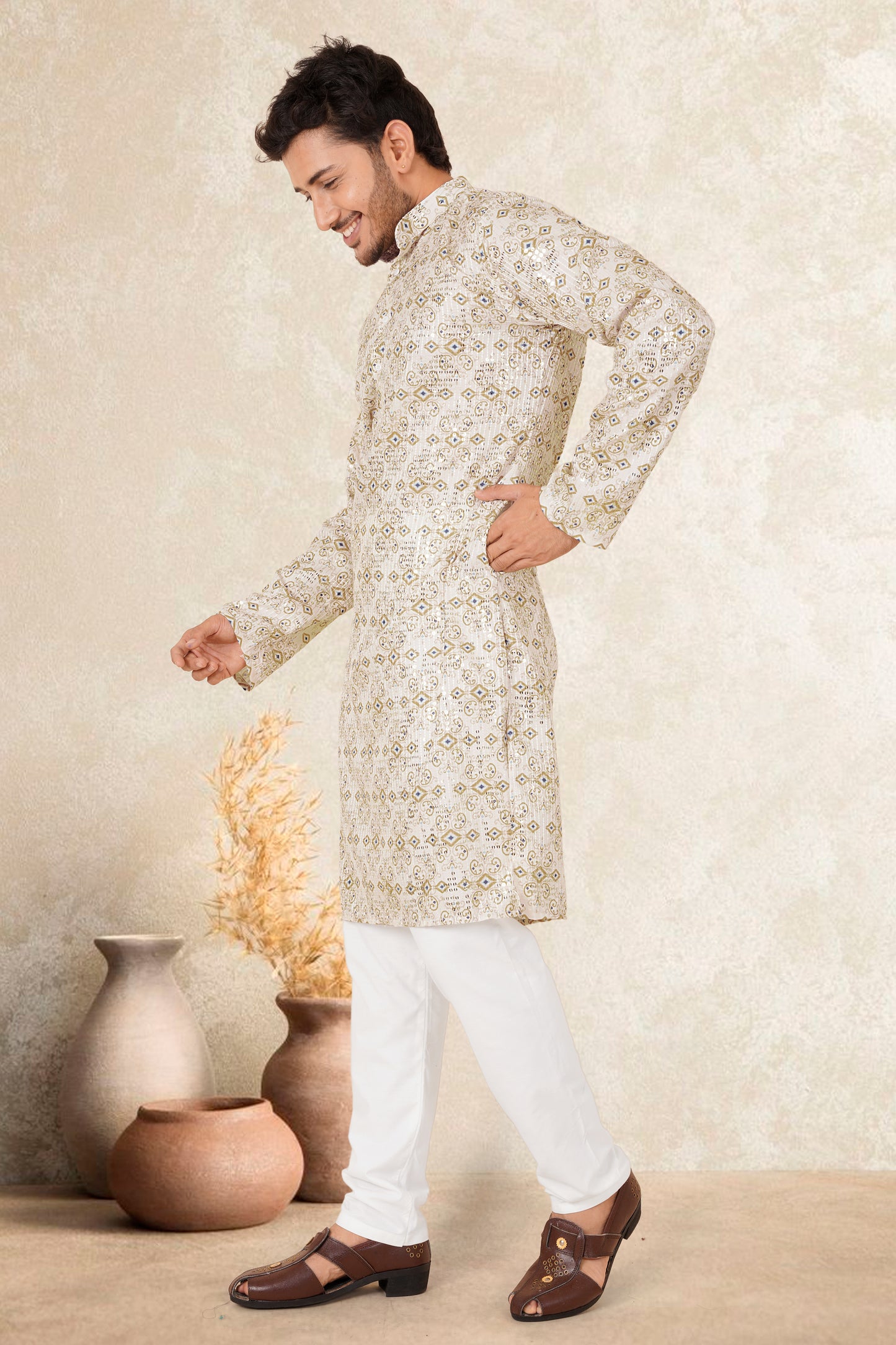 NIMBOOZ COLOUR PRINTED KURTA FOR MEN