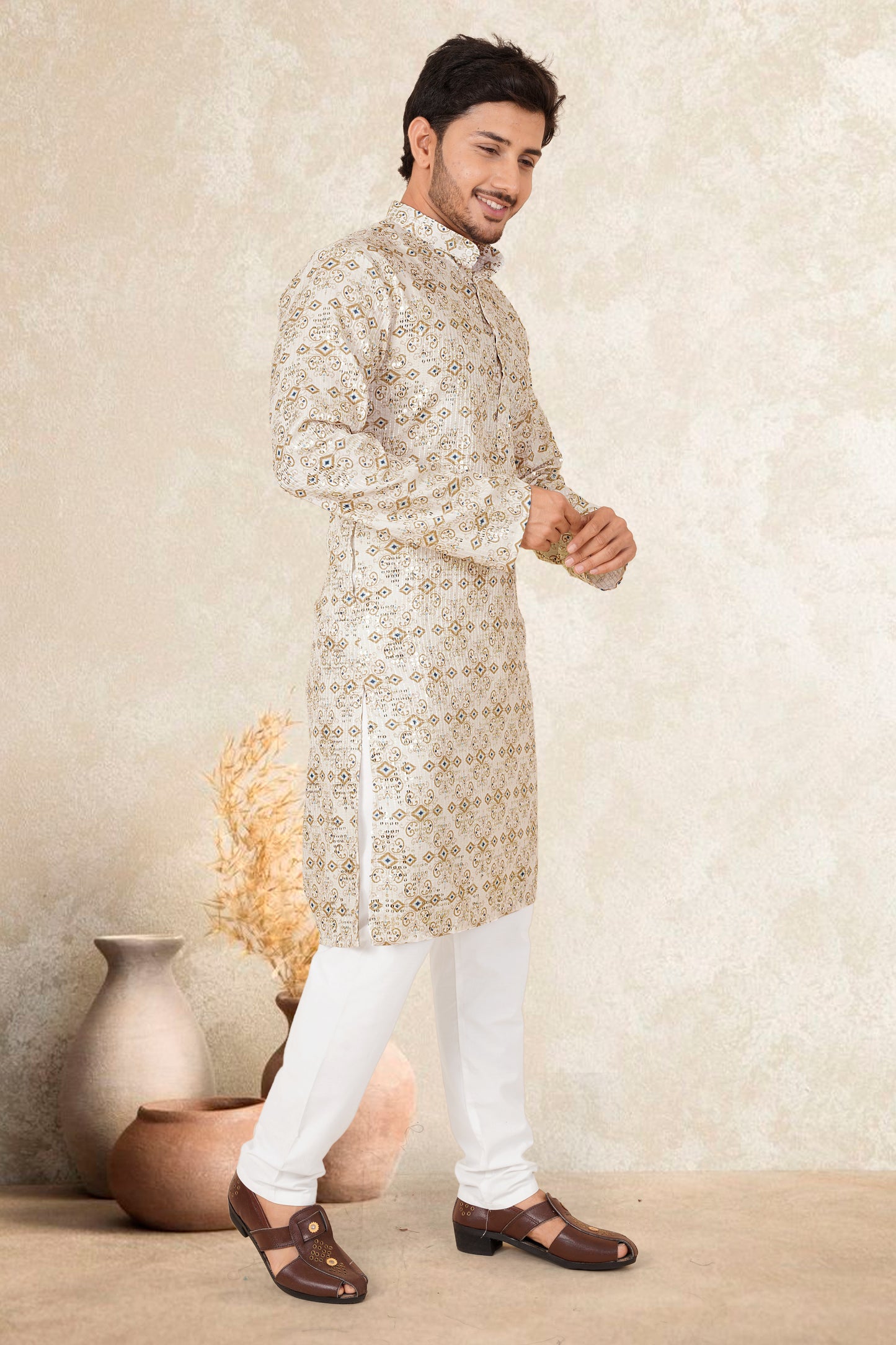 NIMBOOZ COLOUR PRINTED KURTA FOR MEN