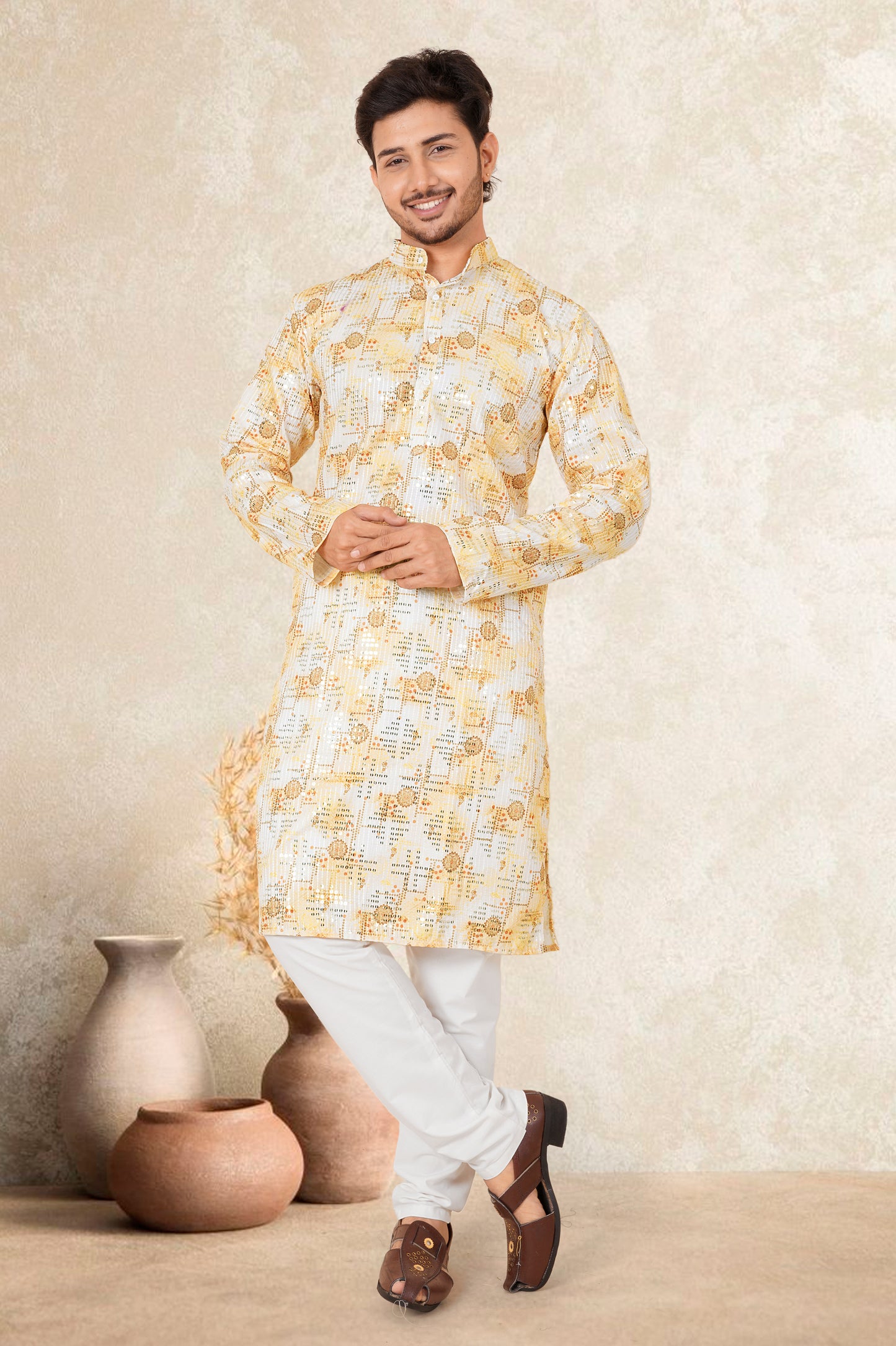 YEALLO  COLOUR PRINTED KURTA FOR MEN 1019+