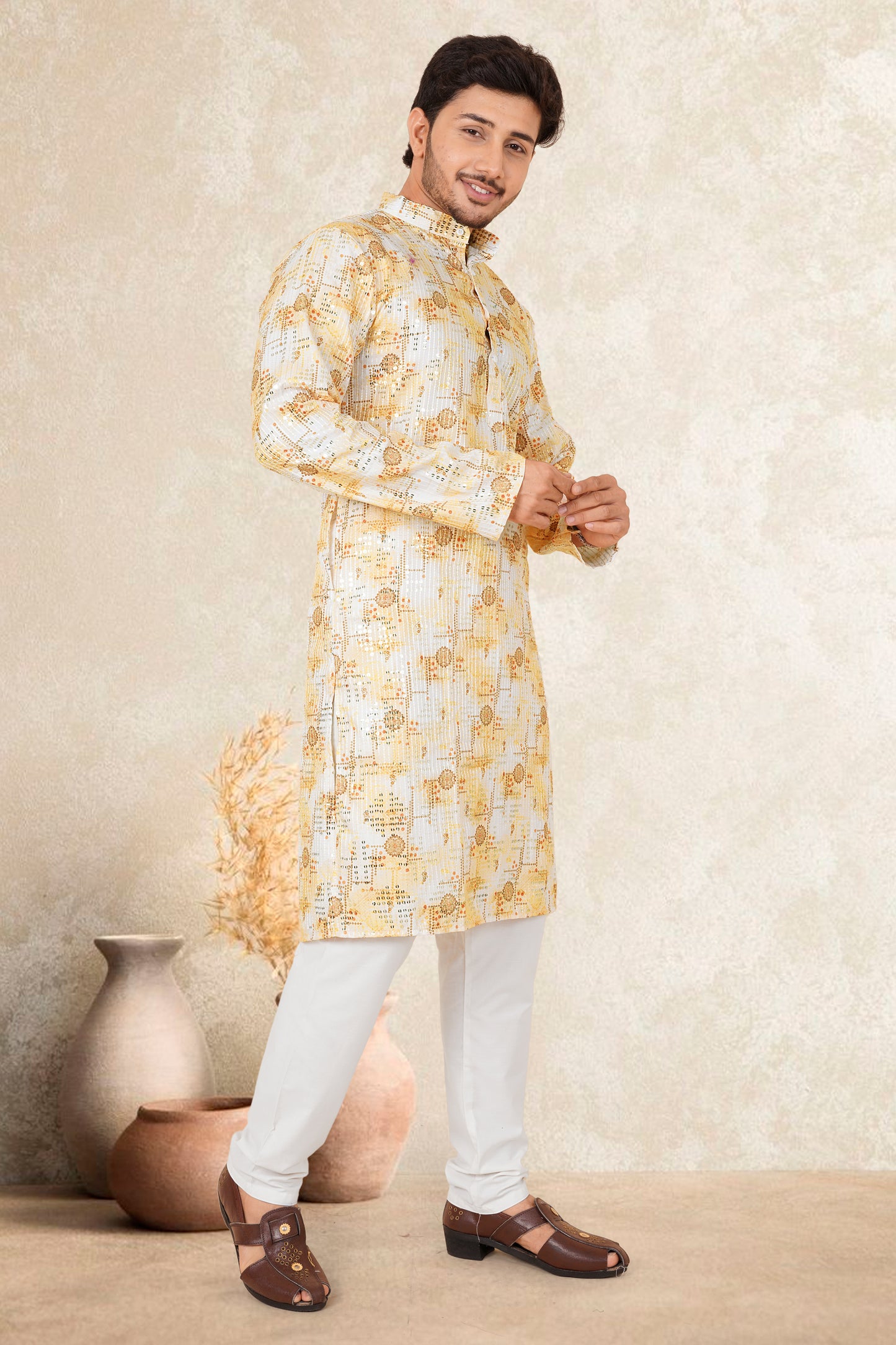 YEALLO  COLOUR PRINTED KURTA FOR MEN 1019+