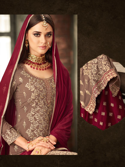 Premium Dusty Pink Embroidered Sharara Suit Set | Luxury Party Wear by Kavlee