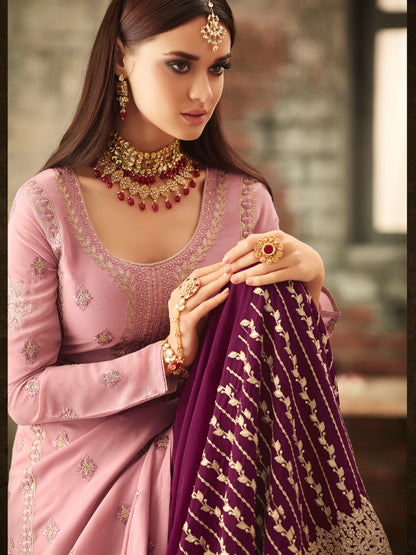 remium Pink Embroidered Sharara Suit Set | Luxury Party Wear by Kavlee