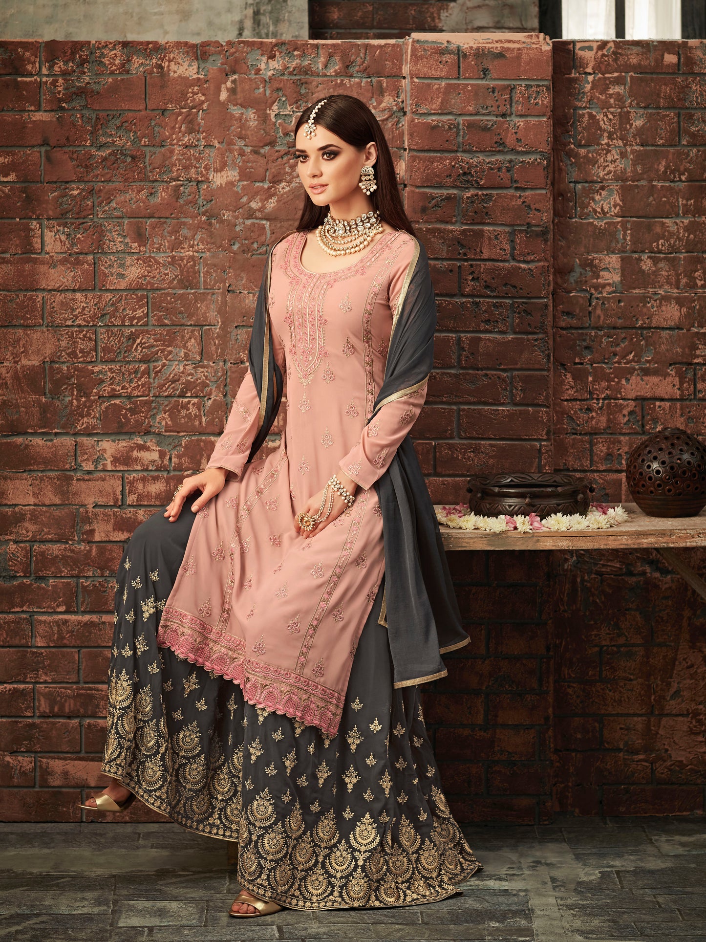 Premium Embroidered Sharara Suit Set | Luxury Party Wear by Kavlee
