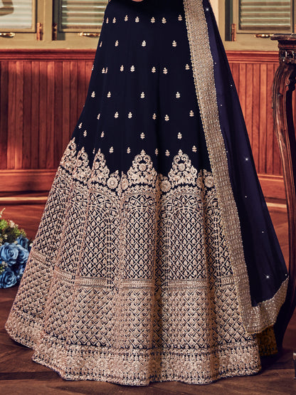 Beautiful Sky Blue Embroidered Party Wear Gown – 10510-B