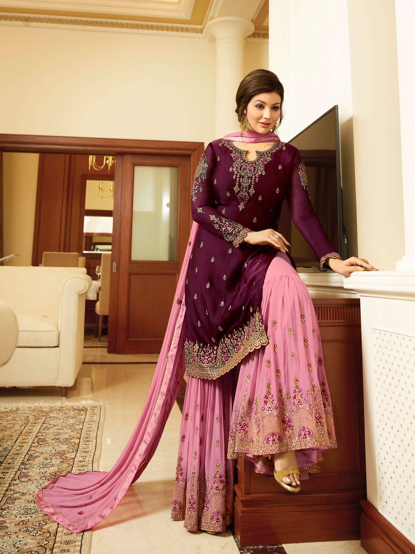 Premium Embroidered Sharara Suit Set | Luxury Party Wear by Kavlee