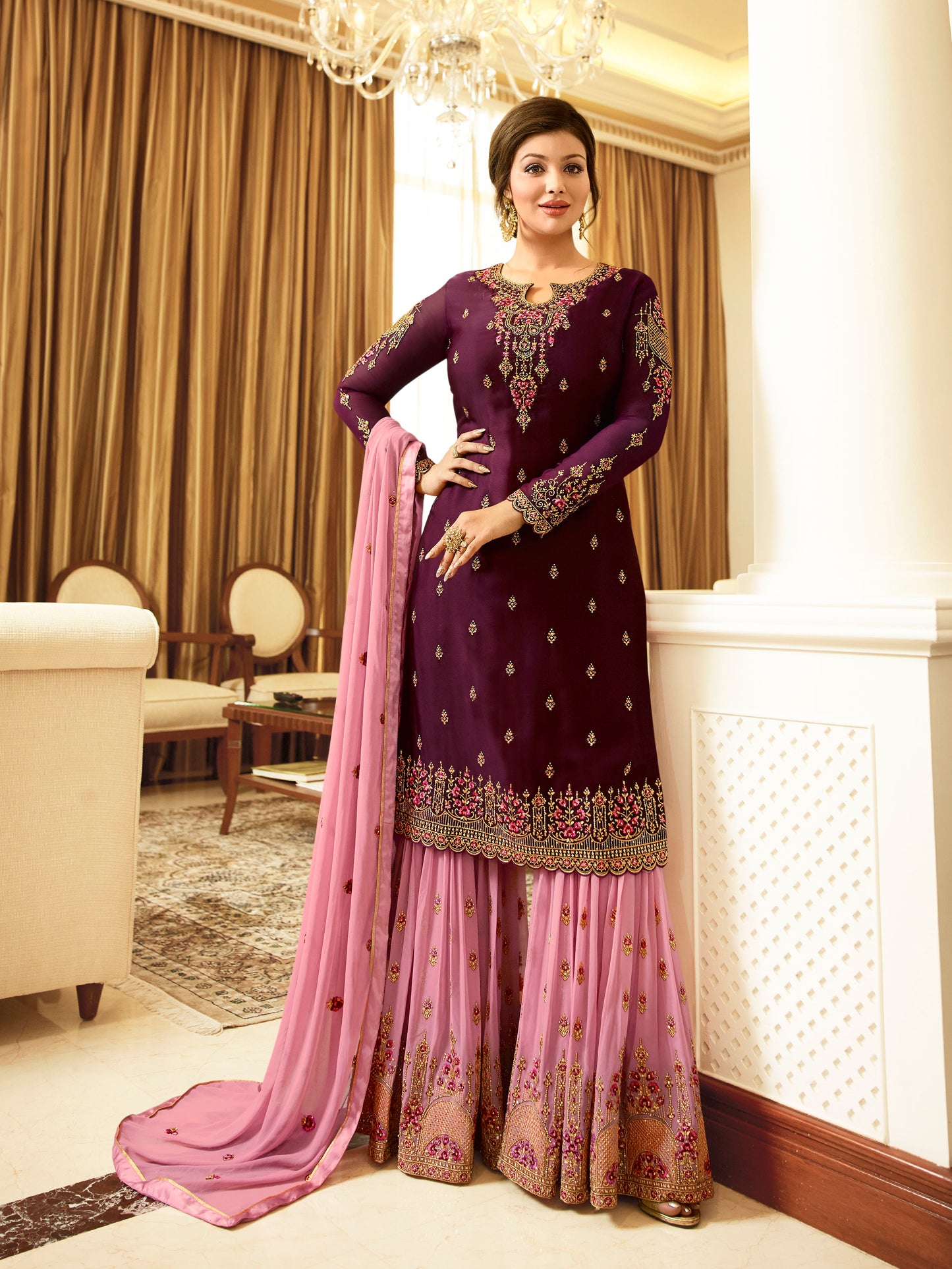 Premium Embroidered Sharara Suit Set | Luxury Party Wear by Kavlee