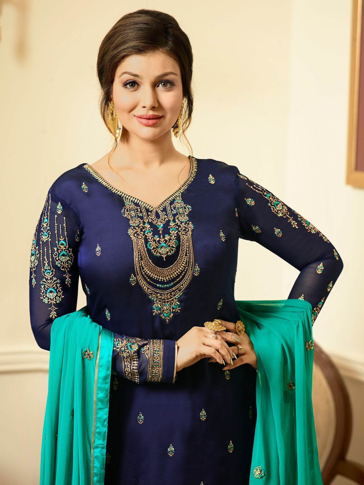 Premium Wine Heavily Embroidered Peplum Sharara Suit | Luxury Festive Wear | Kavlee