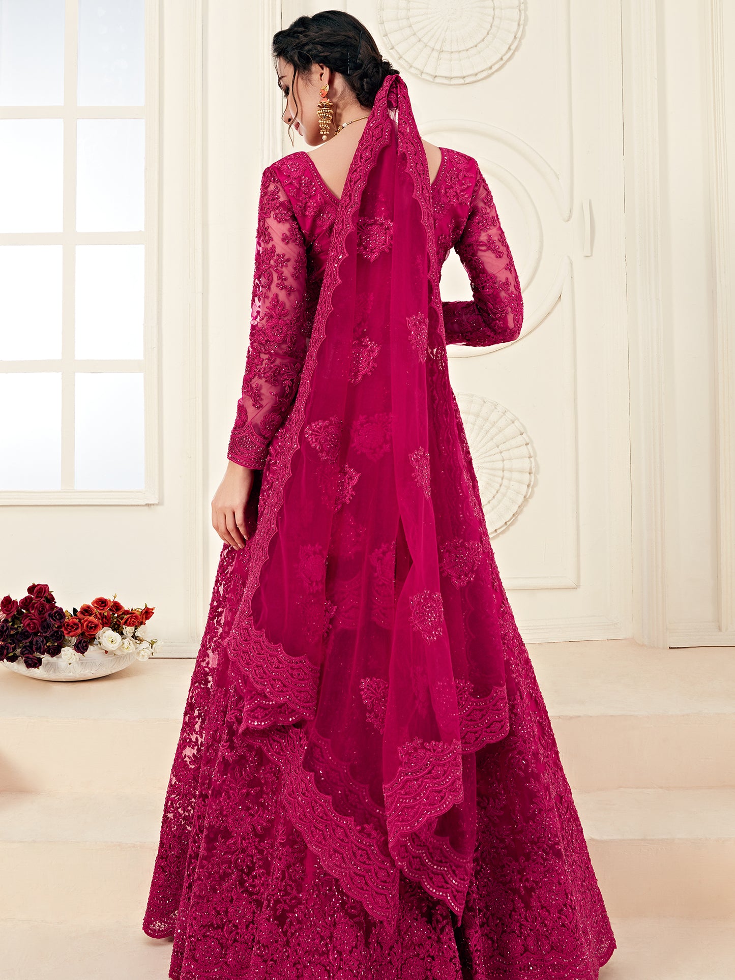 Premium Blush Pink Soft Net Party Wear Lehenga with Heavy Embroidery & Stone Work