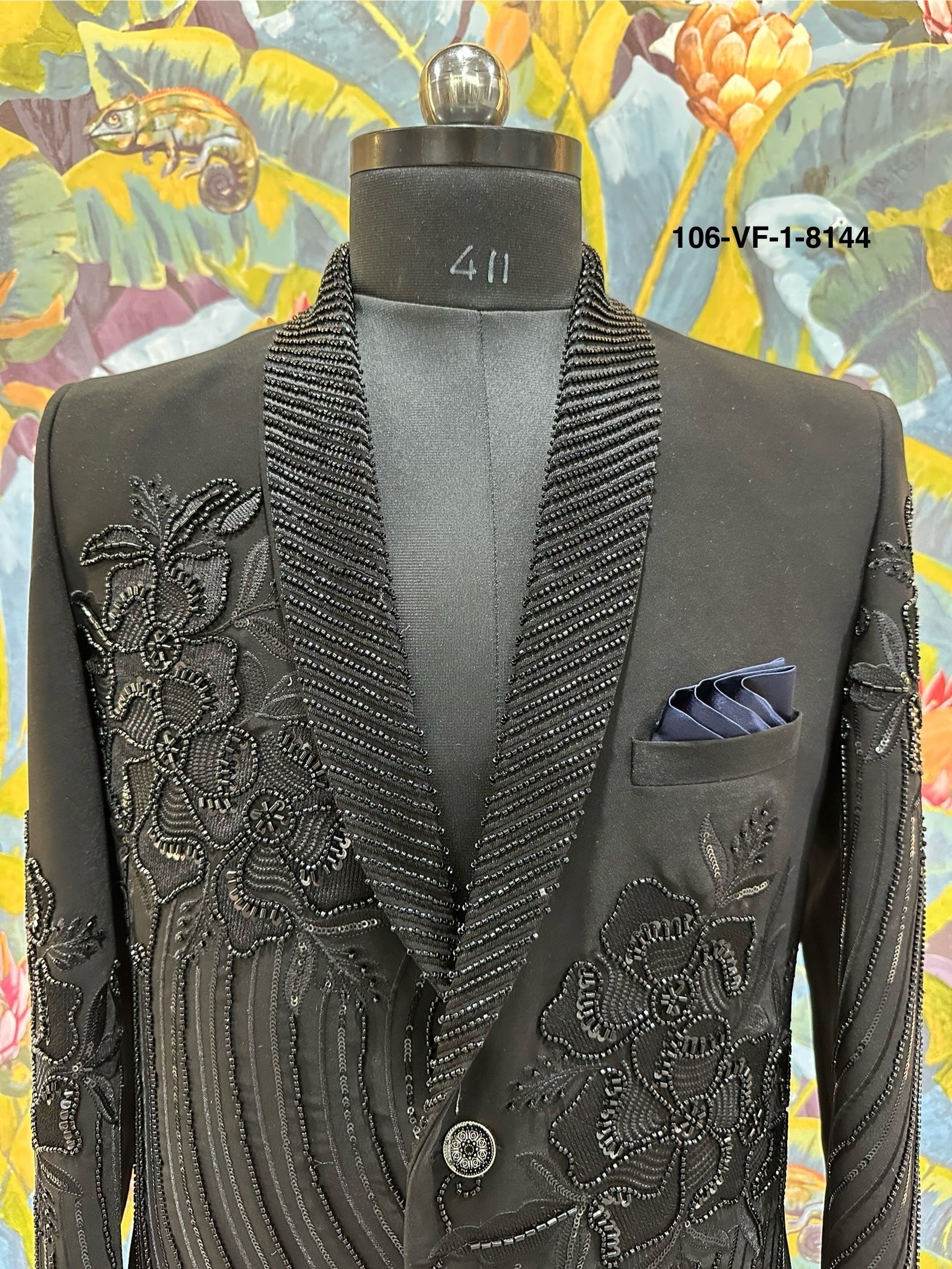 Premium Black Floral Beaded Indo-Western Suit | TR Lachka | Free Pants | Kavlee
