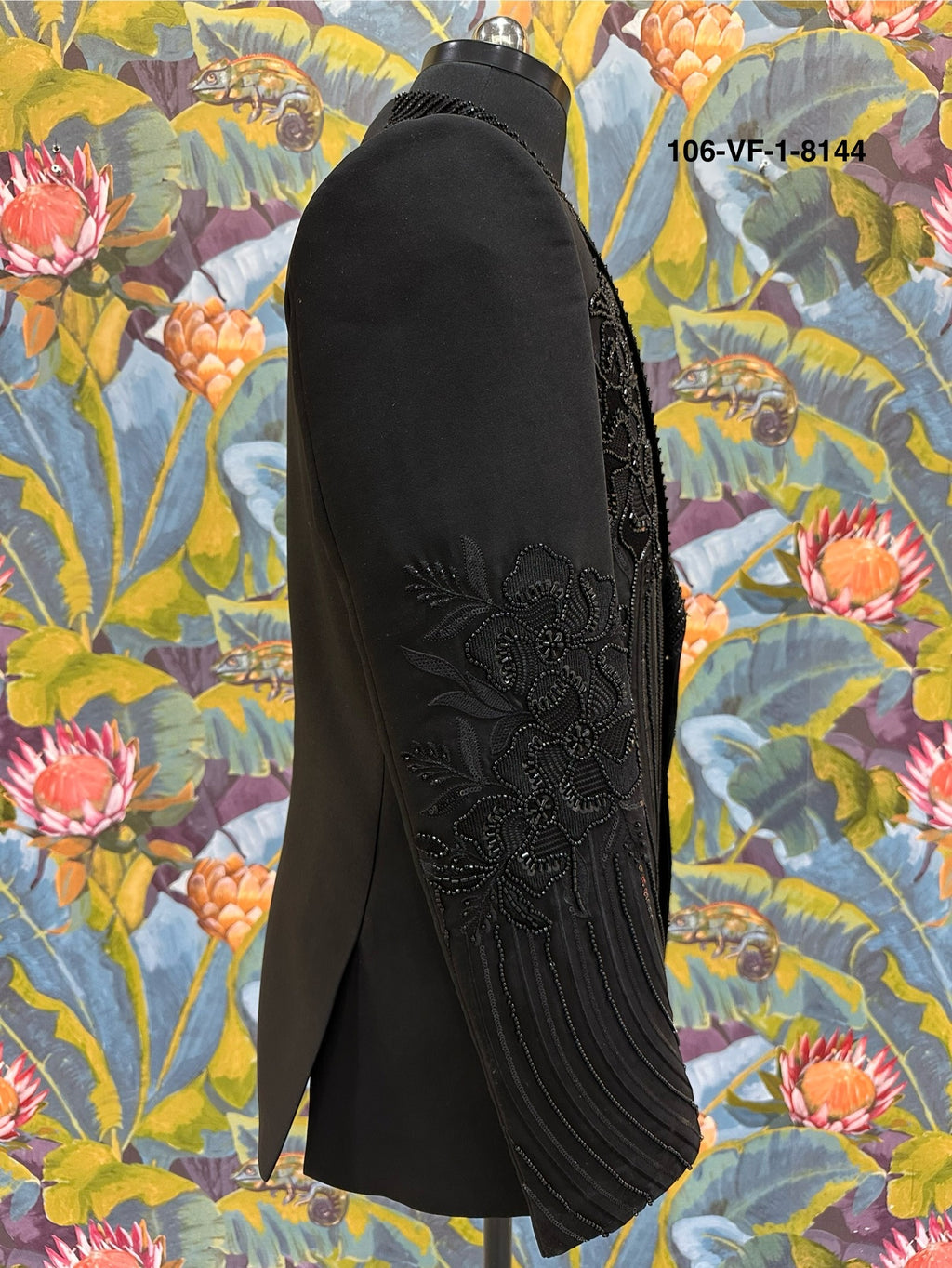 Premium Black Floral Beaded Indo-Western Suit | TR Lachka | Free Pants | Kavlee
