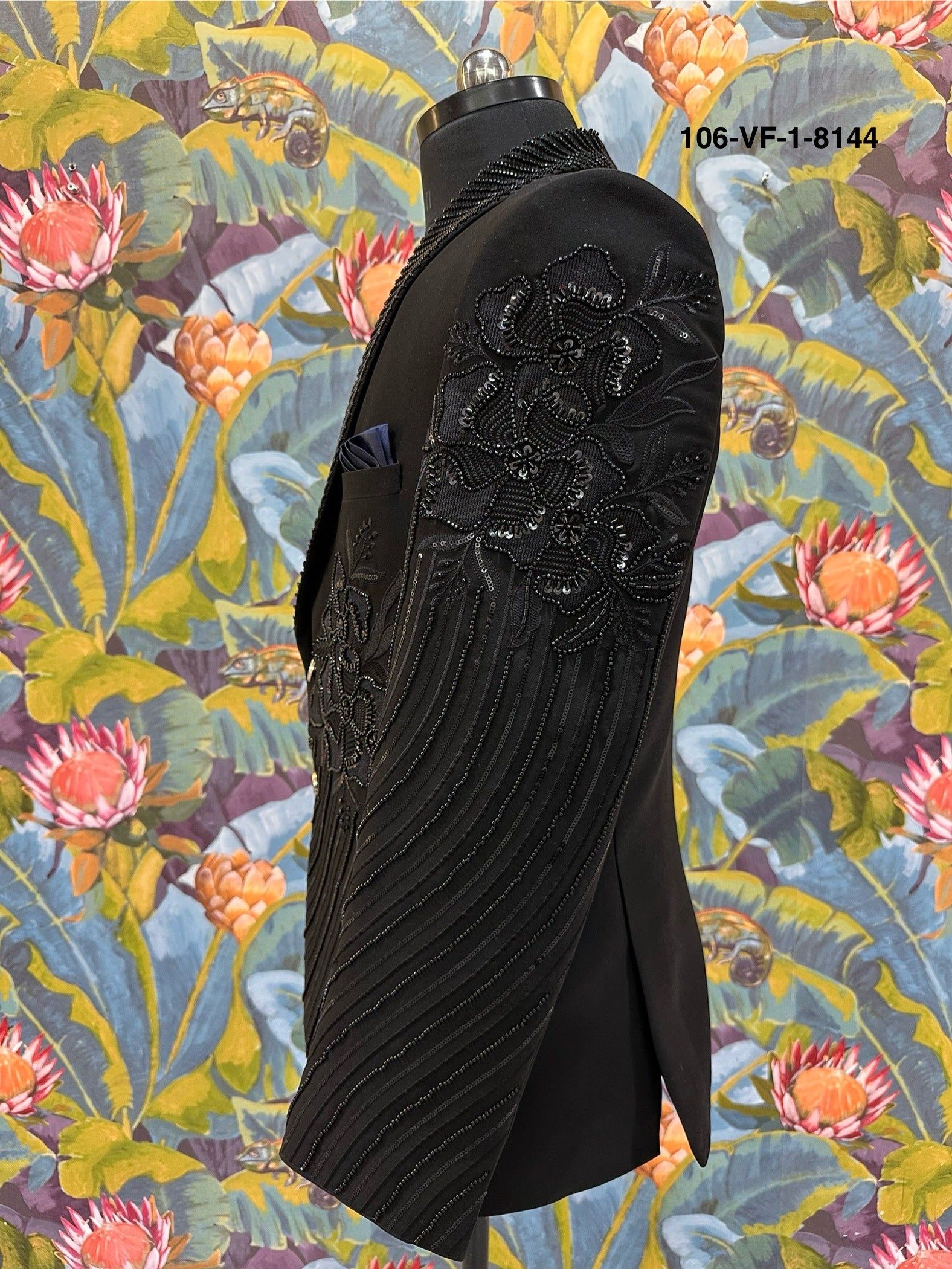 Premium Black Floral Beaded Indo-Western Suit | TR Lachka | Free Pants | Kavlee