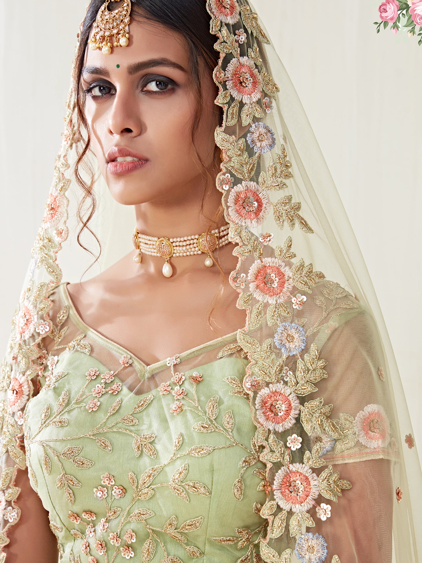 Premium Green Soft Net Party Wear Lehenga with Heavy Sequence & Stone Work