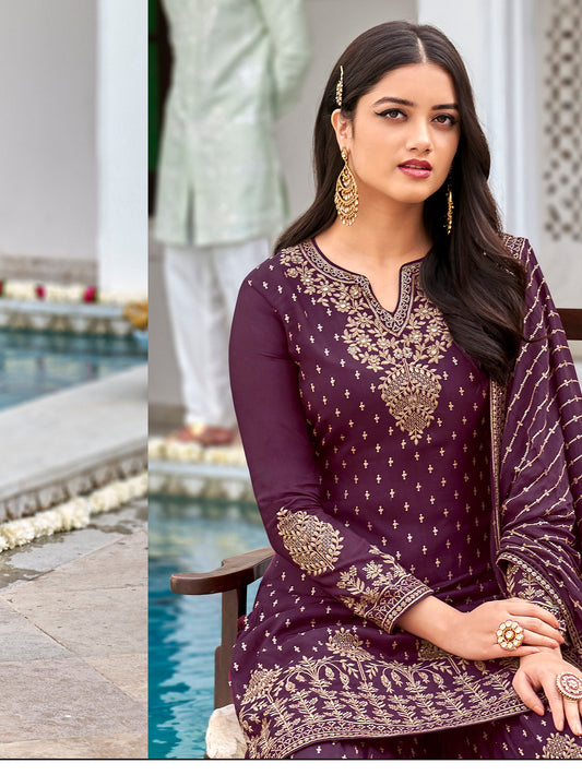 Premium Blush Pink Heavy Embroidered Sharara Suit | Kavlee