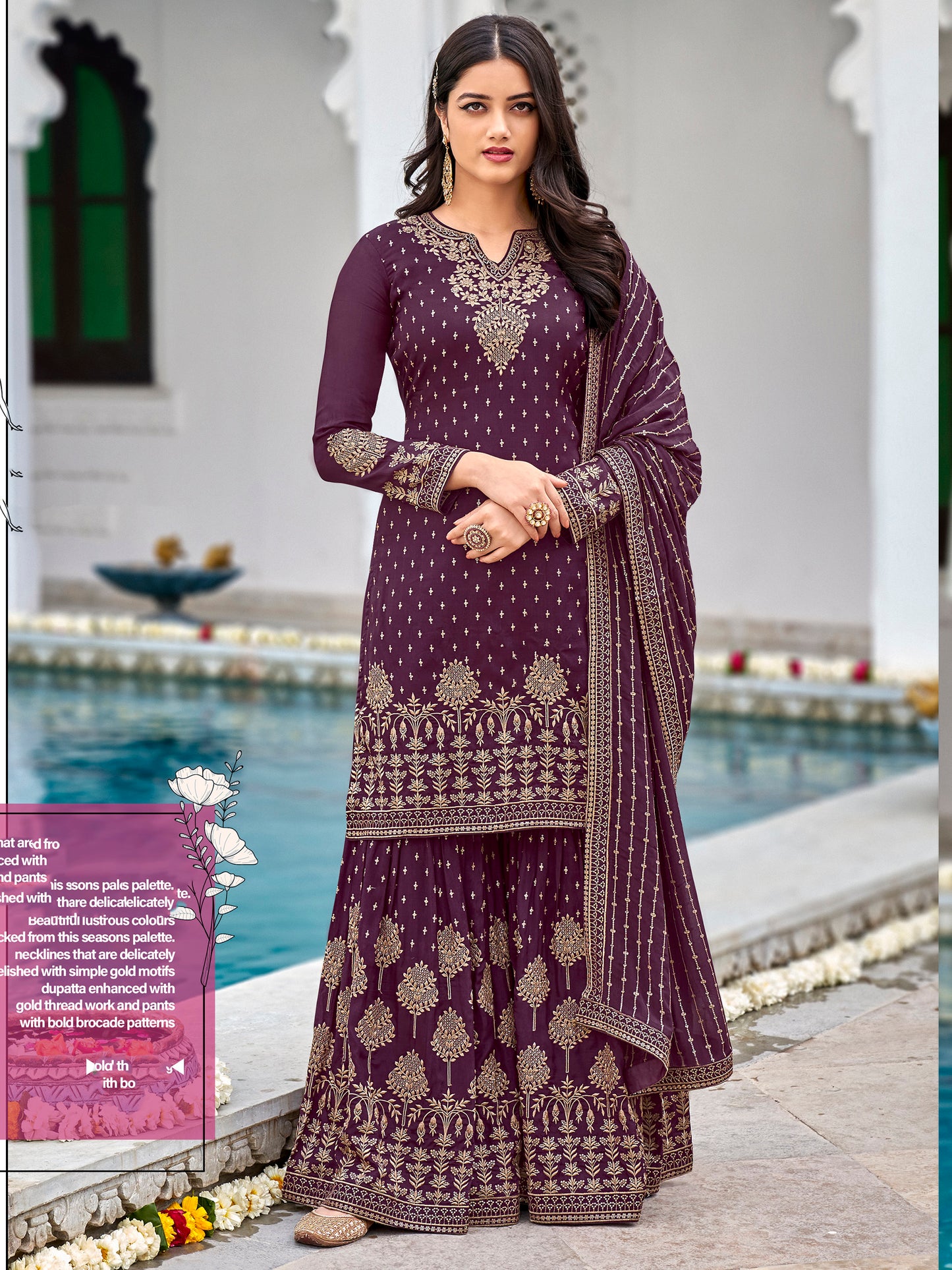 Premium Blush Pink Heavy Embroidered Sharara Suit | Kavlee