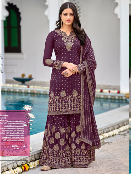 Premium Blush Pink Heavy Embroidered Sharara Suit | Kavlee