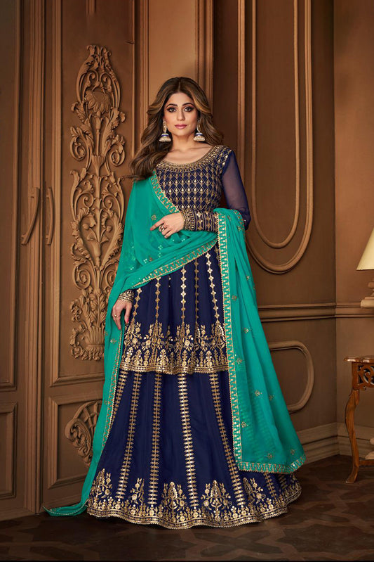 Beautiful Hot Pink Georgette Sharara Suit with Heavy Embroidery