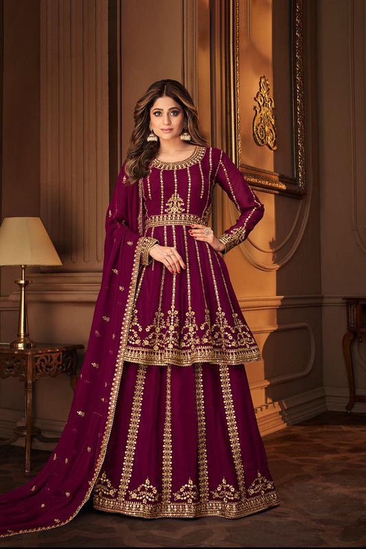 Beautiful Yellow Georgette Sharara Suit with Heavy Embroidery