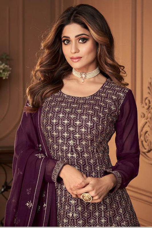 Lovely Teal Blue Georgette Sharara Suit with Sequence Work