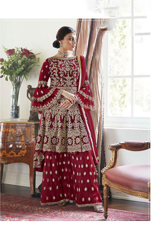 Premium Embroidered Sharara Suit Set | Luxury Party Wear by Kavlee