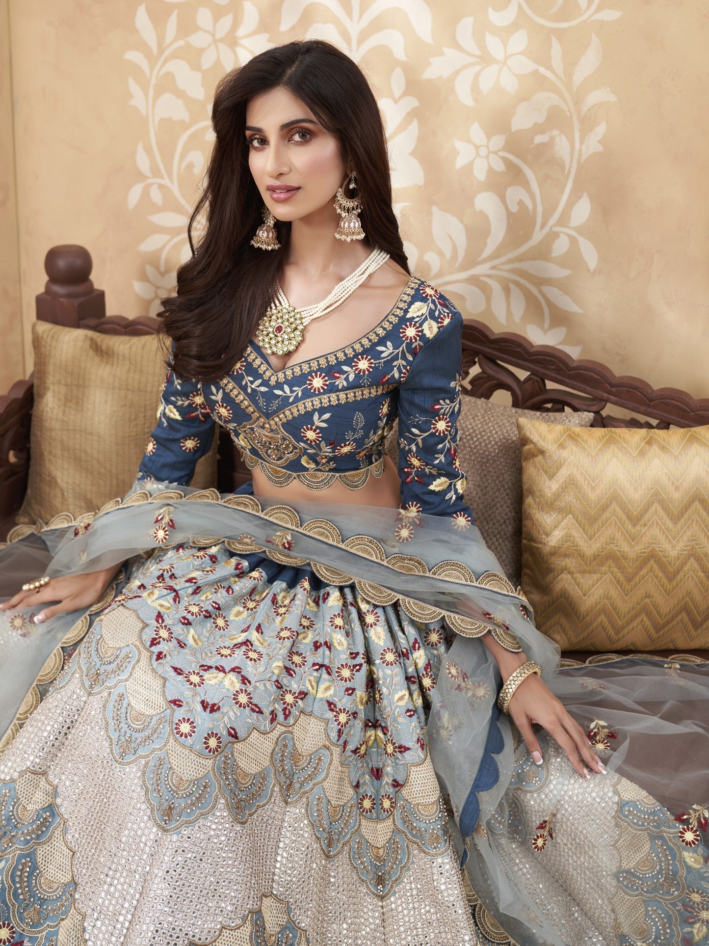 Premium Teal Blue Soft Silk Wedding Lehenga with Heavy Sequence & Thread Work