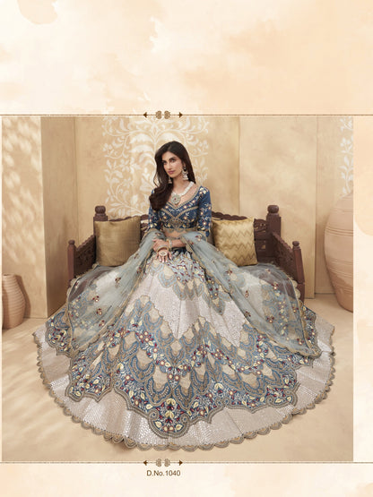 Premium Teal Blue Soft Silk Wedding Lehenga with Heavy Sequence & Thread Work