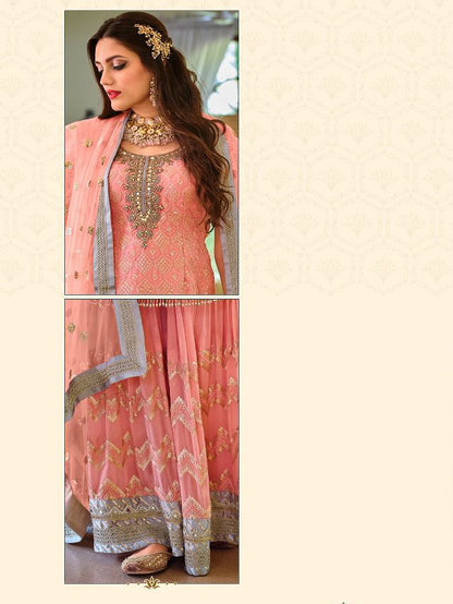 Exquisite Deep Red Heavy Embroidered Peplum Sharara Suit | Luxury Wedding Wear | Kavlee