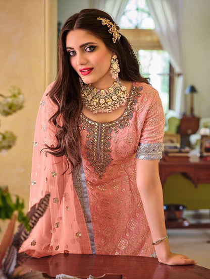 Exquisite Deep Red Heavy Embroidered Peplum Sharara Suit | Luxury Wedding Wear | Kavlee