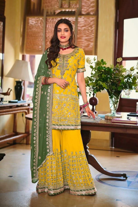 Heavy Embroidered Designer Sharara Suit | Luxury Festive Wear | Kavlee