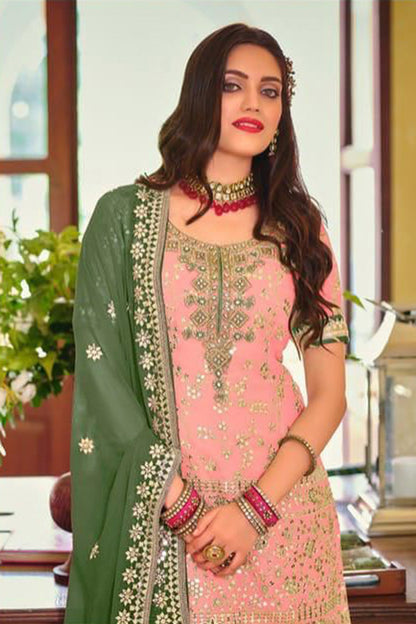 Heavy Embroidered Peplum Sharara Suit | Luxury Festive Wear | Kavlee