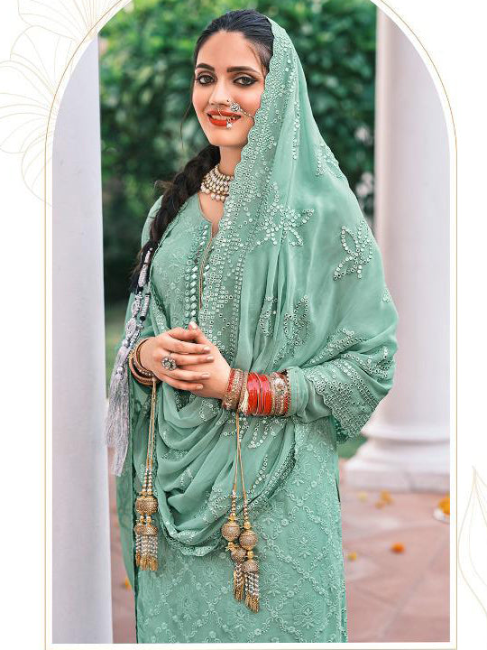 Premium Blue Heavy Embroidered Sharara Suit | Kavlee