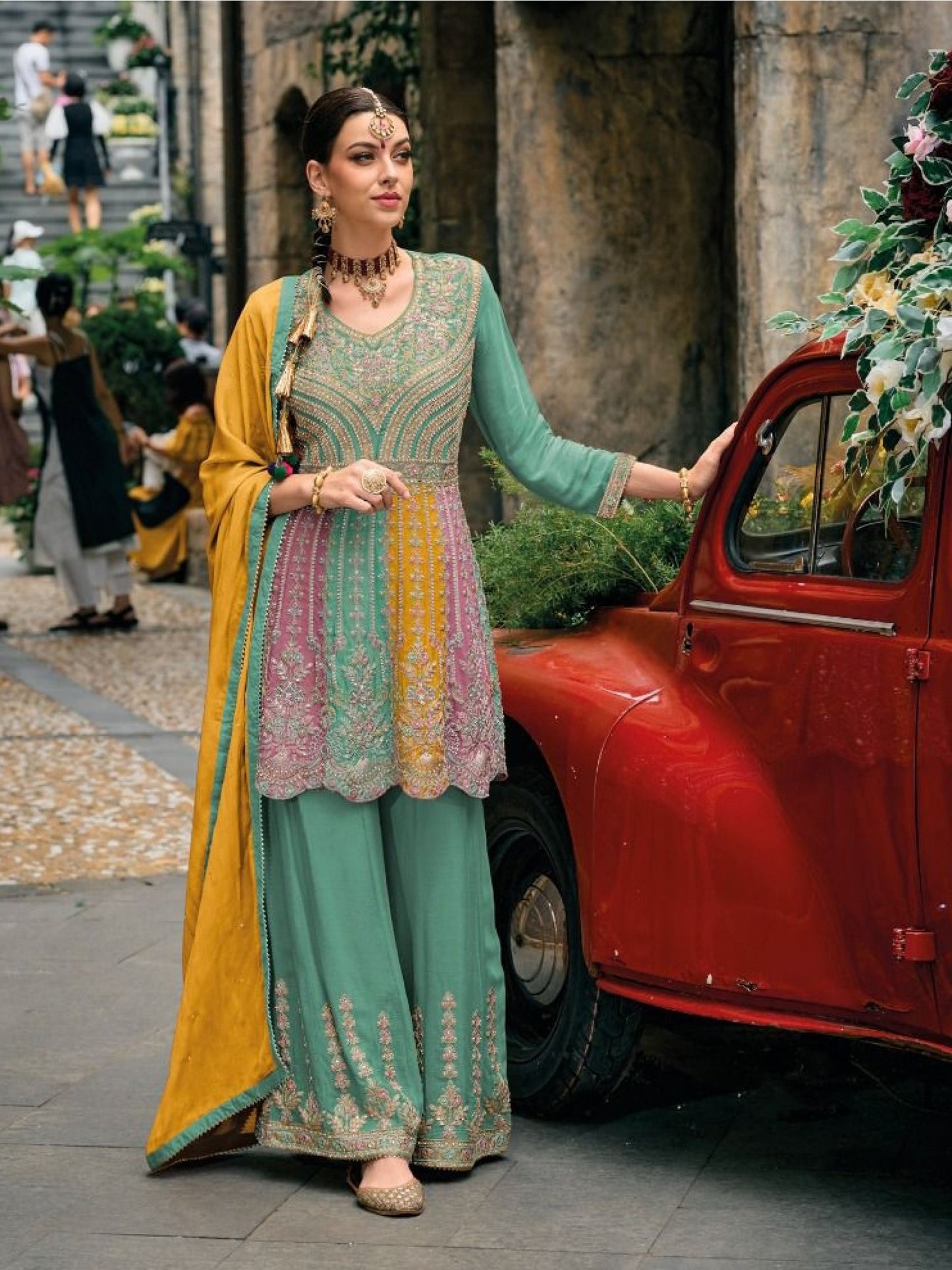 Premium Heavy Embroidered Peplum Sharara Suit - 3 Colors | Kavlee