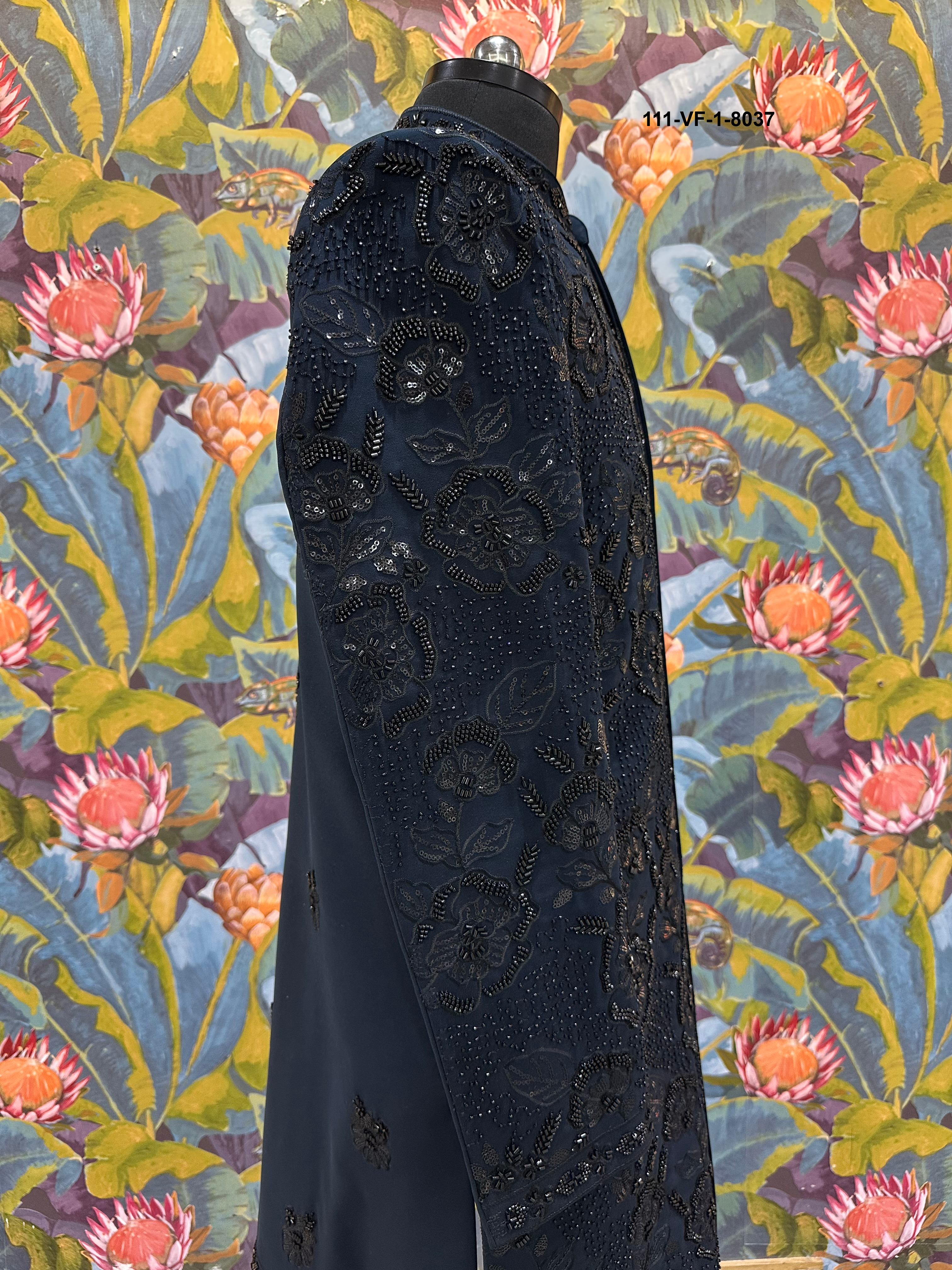 Men Premium Blue Embroidered Sherwani Kurta Fabric with Free Pant –Unstitched