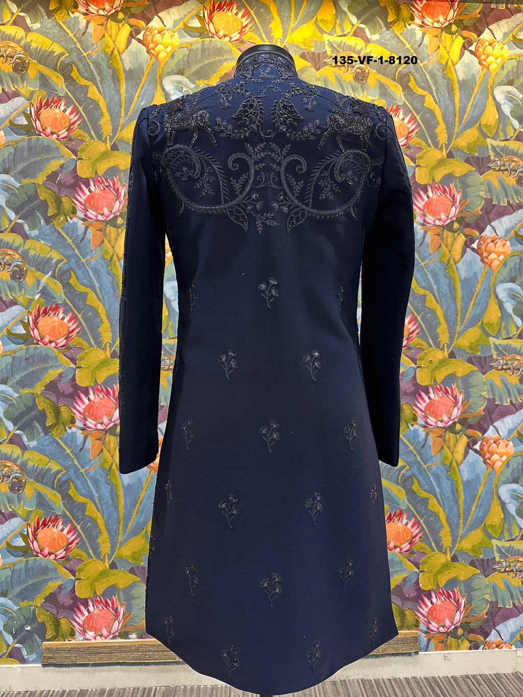 Men Premium Blue Embroidered Sherwani Fabric with Free Pant – Unstitched Designer Wear