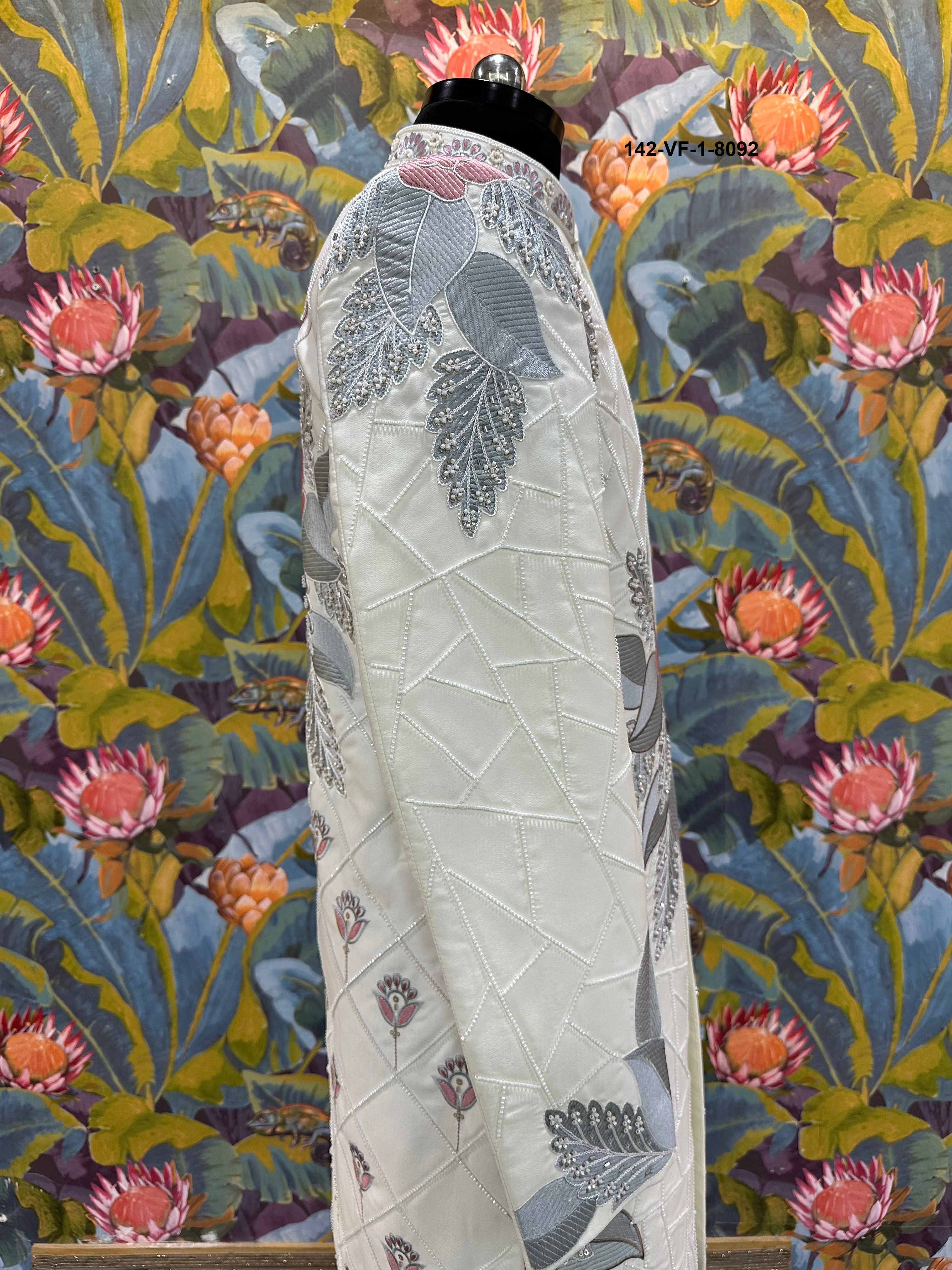 Men Premium Cream Embroidered Sherwani Fabric with Free Pant – Unstitched Wedding Wear