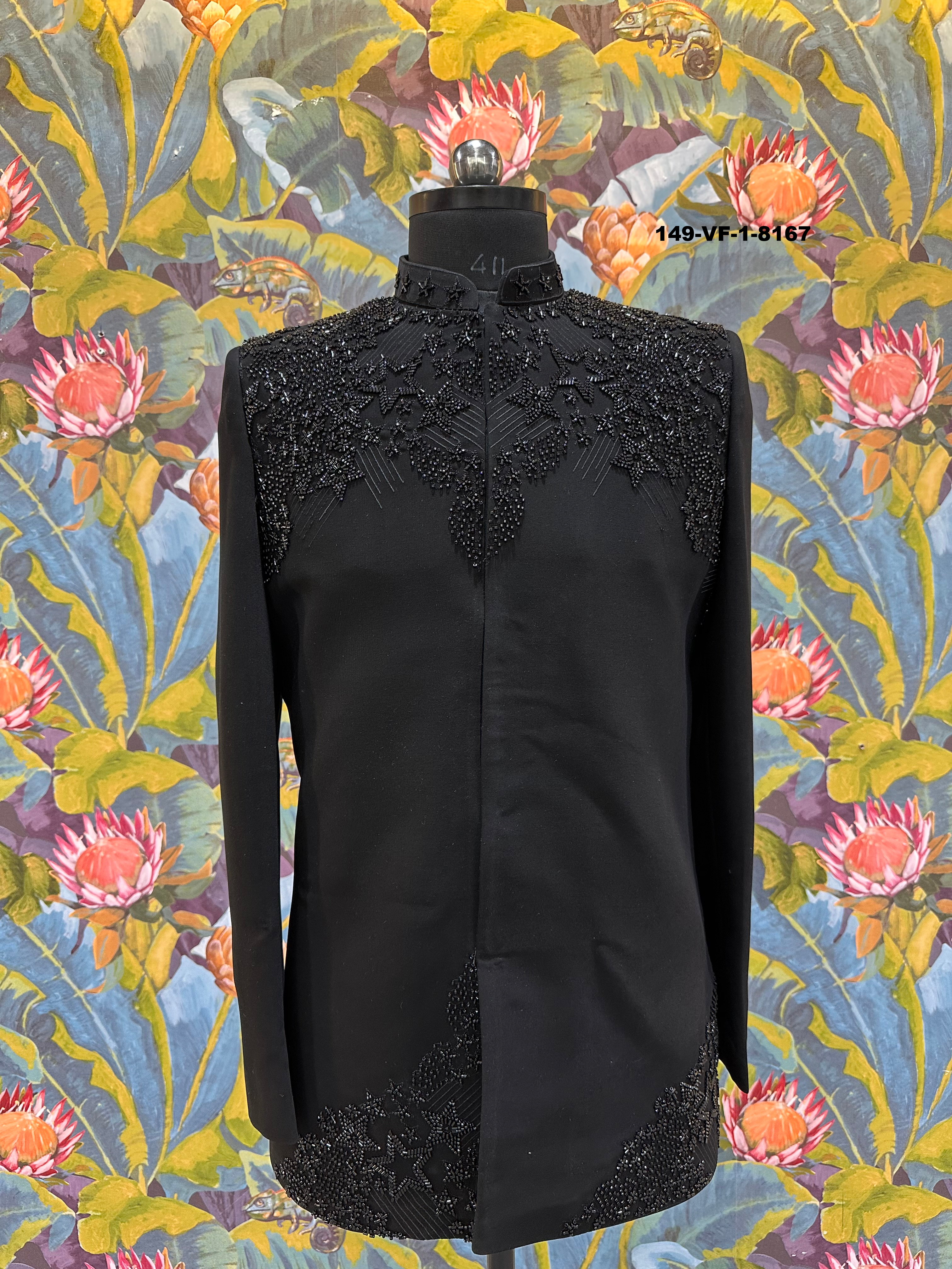 Men Premium Black Embroidered Sherwani Fabric with Free Pant – Unstitched Designer Wear
