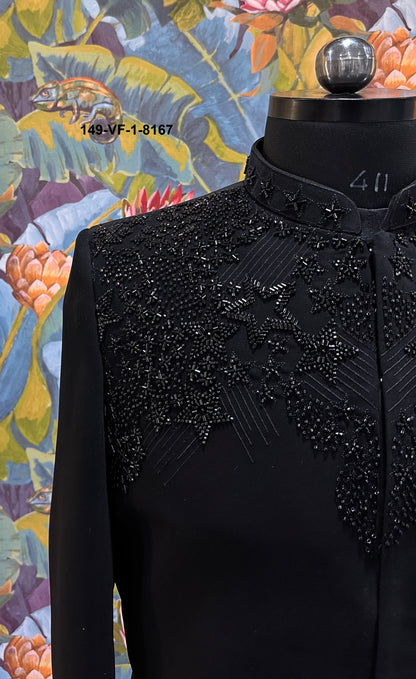 Men Premium Black Embroidered Sherwani Fabric with Free Pant – Unstitched Designer Wear