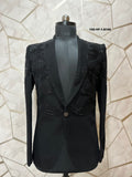 Men Premium Black Embroidered Indo Western Blazer Fabric with Free Pant – Unstitched Designer Wear