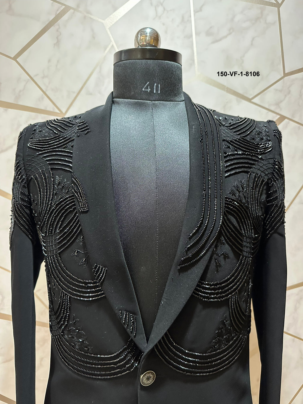 Men Premium Black Embroidered Indo Western Blazer Fabric with Free Pant – Unstitched Designer Wear