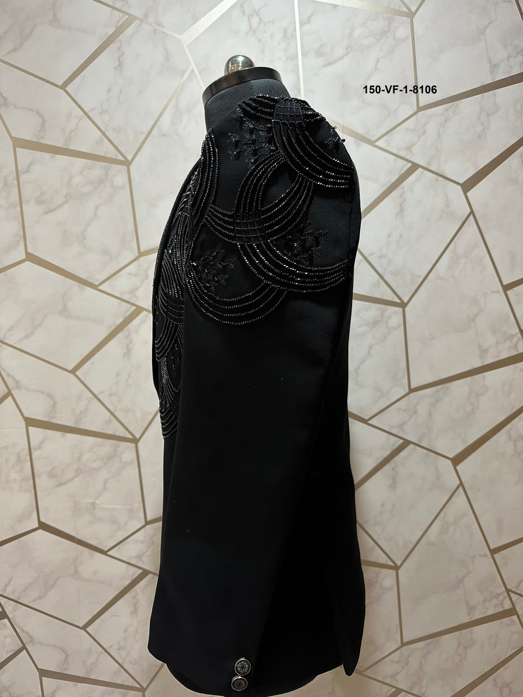 Men Premium Black Embroidered Indo Western Blazer Fabric with Free Pant – Unstitched Designer Wear