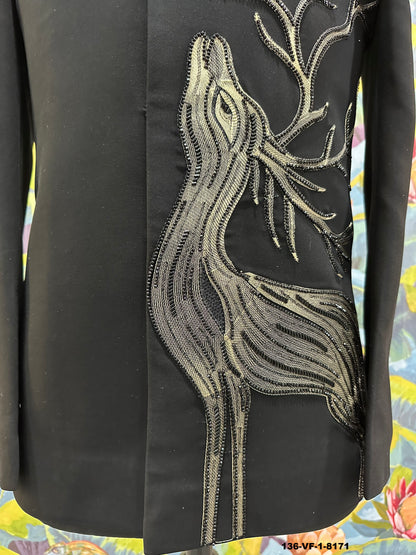 Premium Black Unstitched Deer Embroidered Suit | TR Lachka | Free Pants | Kavlee
